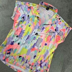 Jamie Sadock Womens Abstract Print Short Sleeve Golf Polo Shirt Size M